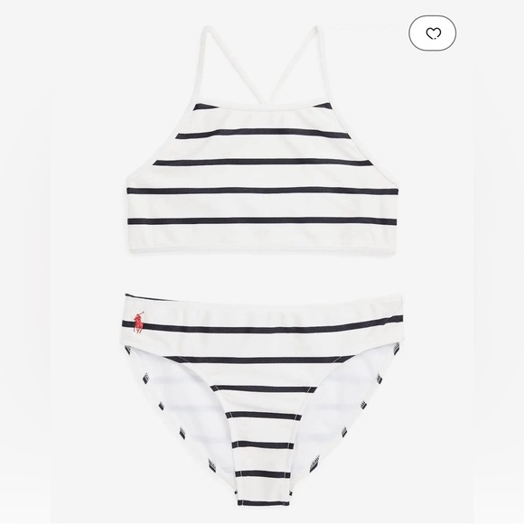 Polo by Ralph Lauren White Black Striped Kids Bikini Size 5T - Picture 1 of 5